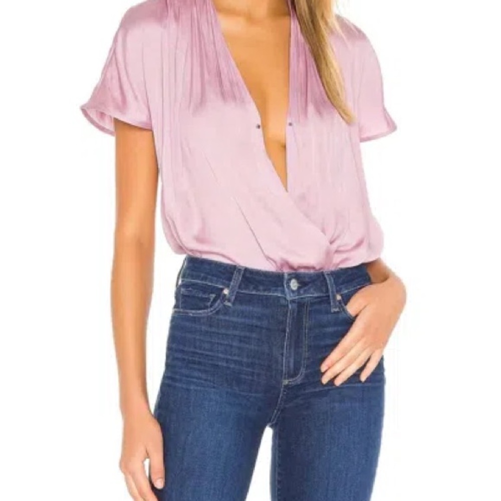 PAIGE Soft Pink Dijon Bodysuit Top Fragrant Lilac